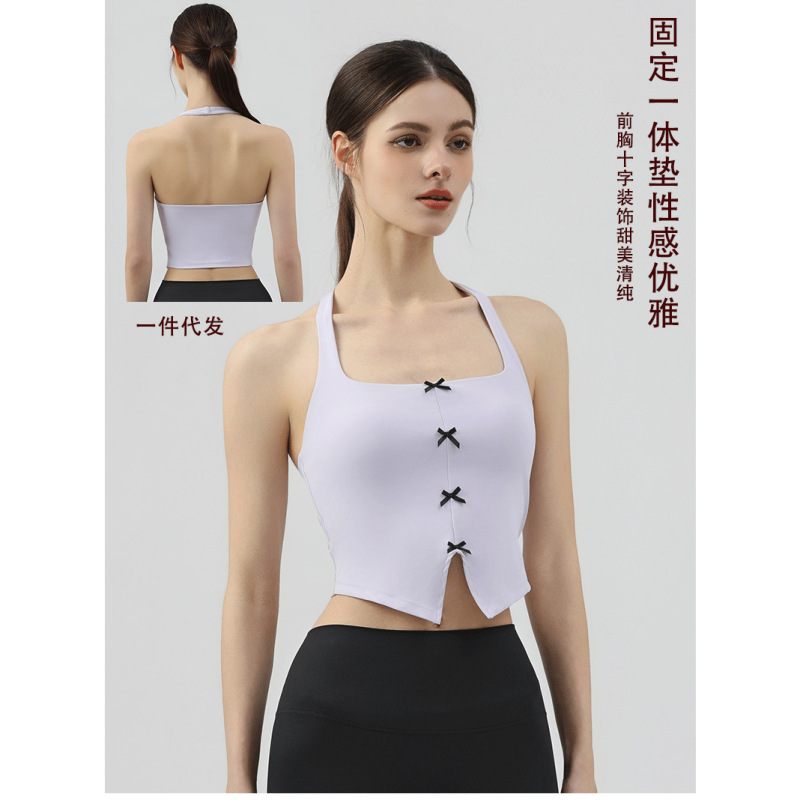 26 New Models of Backless Women's Fitness Sports Slim-Fit Halter Neck Sleeveless Tank Tops Pilates Yoga Wear Direct from the Source Factory