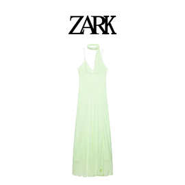 ZARK 欧美新款围巾饰乔其纱吊带连衣裙 跨境外贸女装批发 7768109