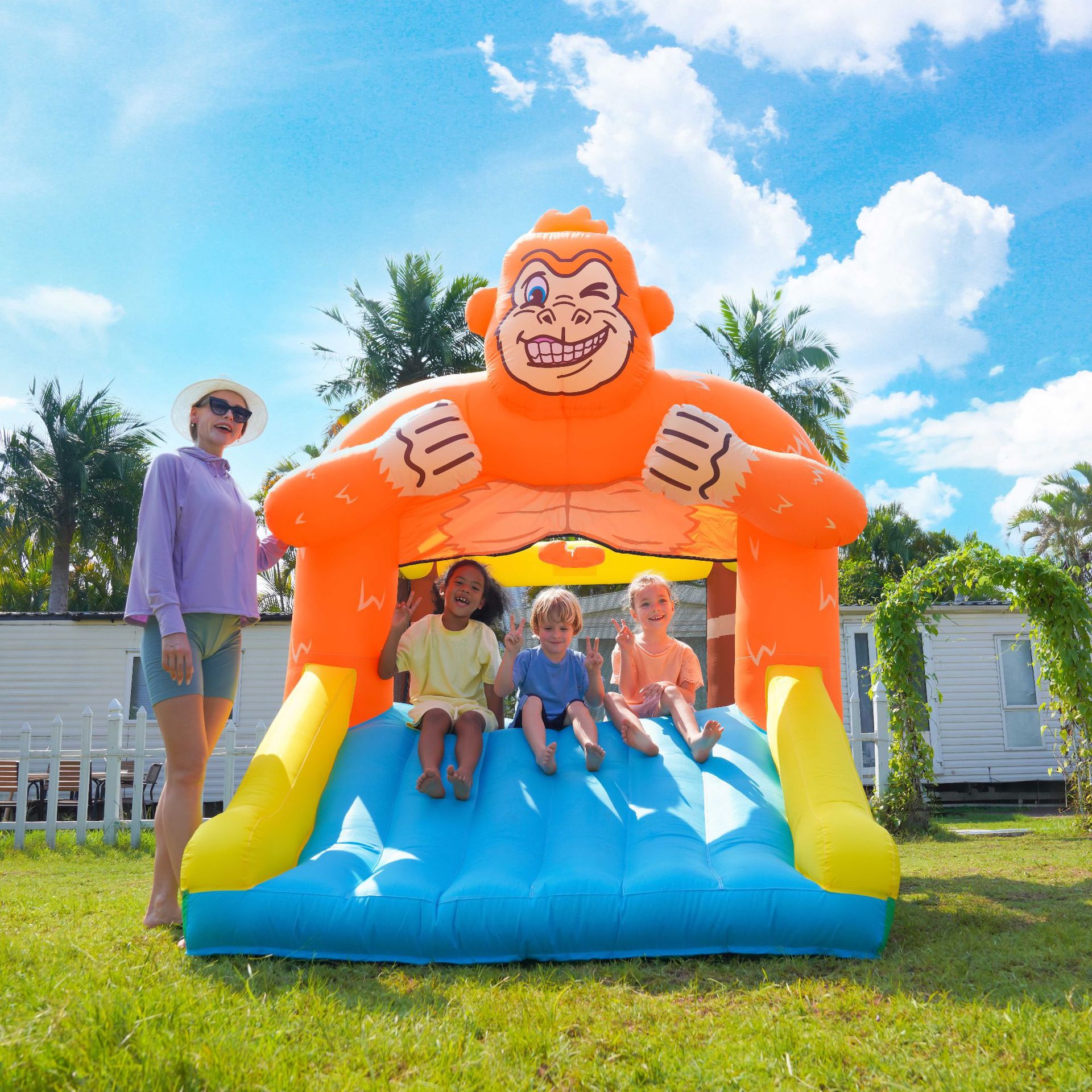 AMF inflatable castillo infantil inflatable casero cama trampolín interior y exterior castillo infantil casero inflatable tobogan