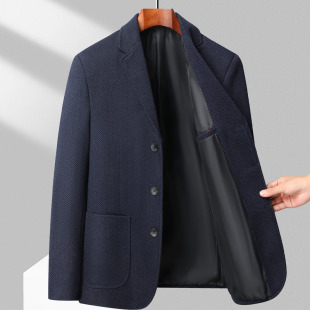 Cross-Border 2025 Autumn Wool Casual Men's Suit Jacket Business Commuting Middle-Aged Dad Suit Men