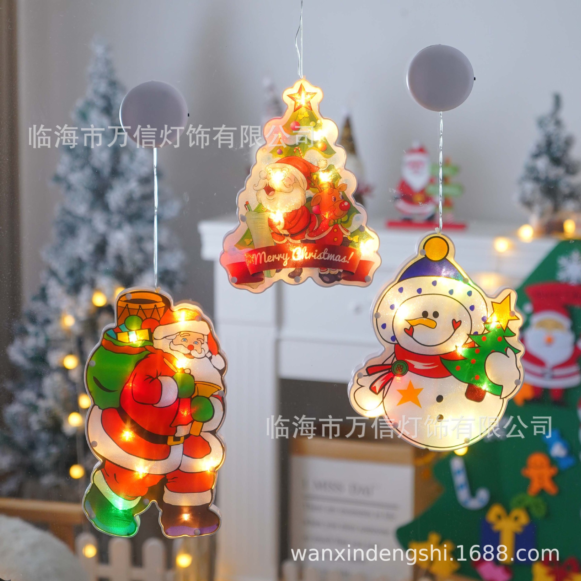 Suministro transfronterizo decoración de Navidad led diseño de ventana decoración lámpara de ventosa lámpara de cadena al por mayor lámpara colgante de Santa Claus