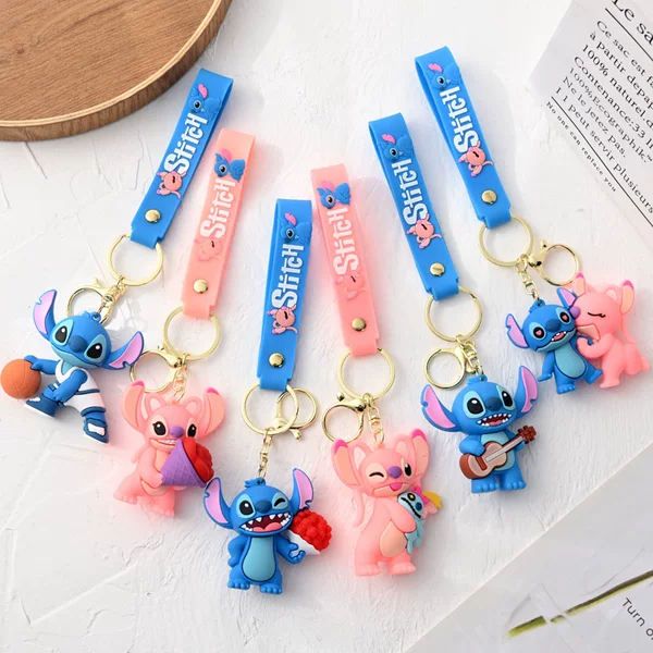Cartoon Flower Stitch Keychain Cute Soft Rubber Doll Pendant Stitch Car Bag Key Pendant