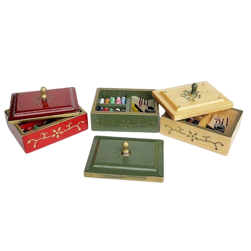 1:12 Кукольный домик diy хижина 'мини-мебель модель шитья сцена ретро шитья коробка с карманом