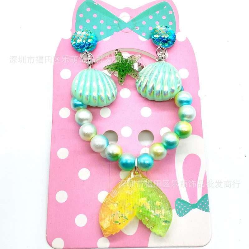 Bracelet, ear clips, ring, set for princess, accessory, wholesale, 3-6-8 years