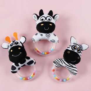 New baby hand bell baby rubber ring round hand cartoon animal Bell toy