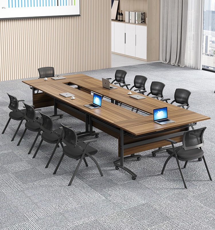 School folding training table and chair combination movable conference table student desk double splicing flap long table