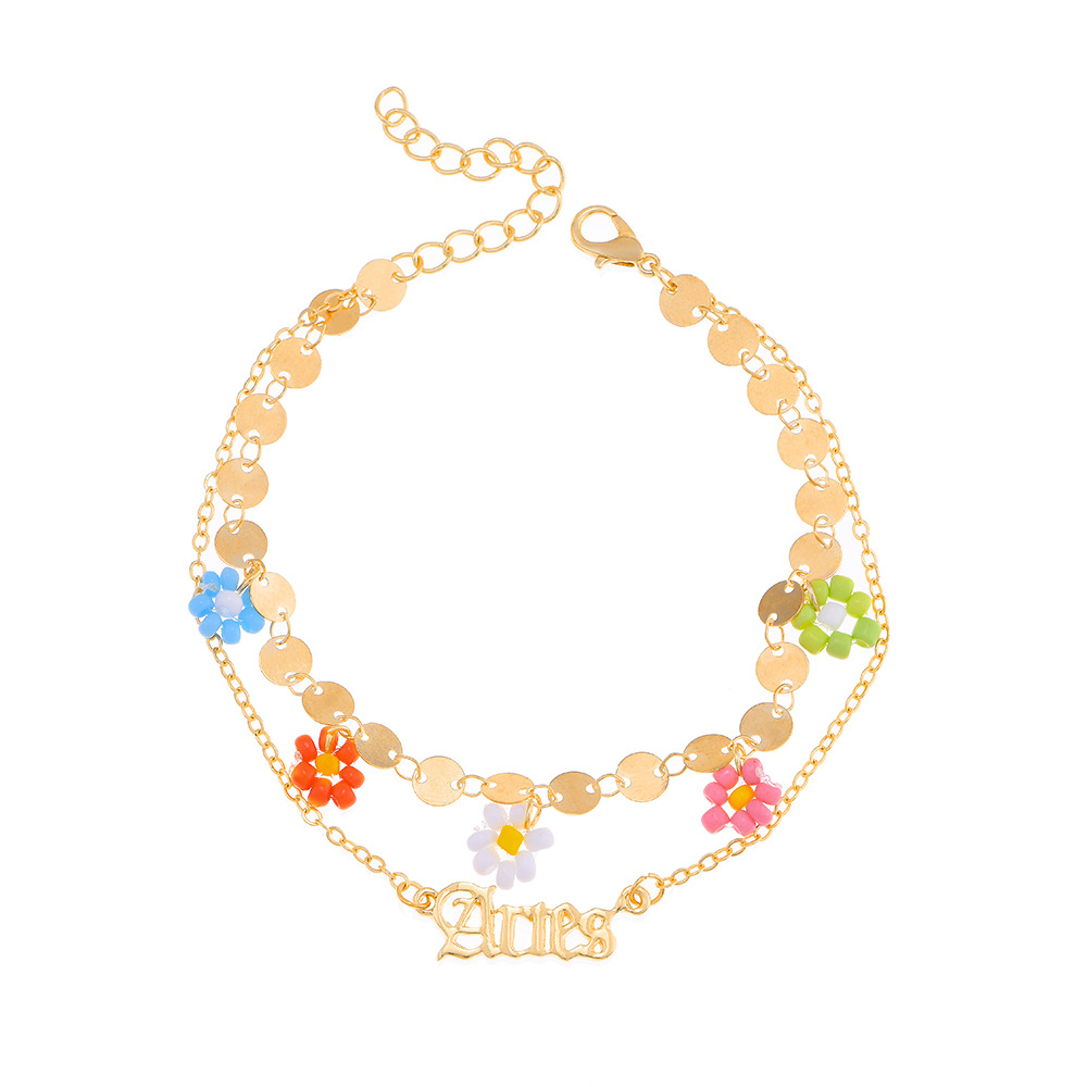 Wholesale Creative Beads Flower Letter Constellation Anklet Nihaojewelry display picture 26