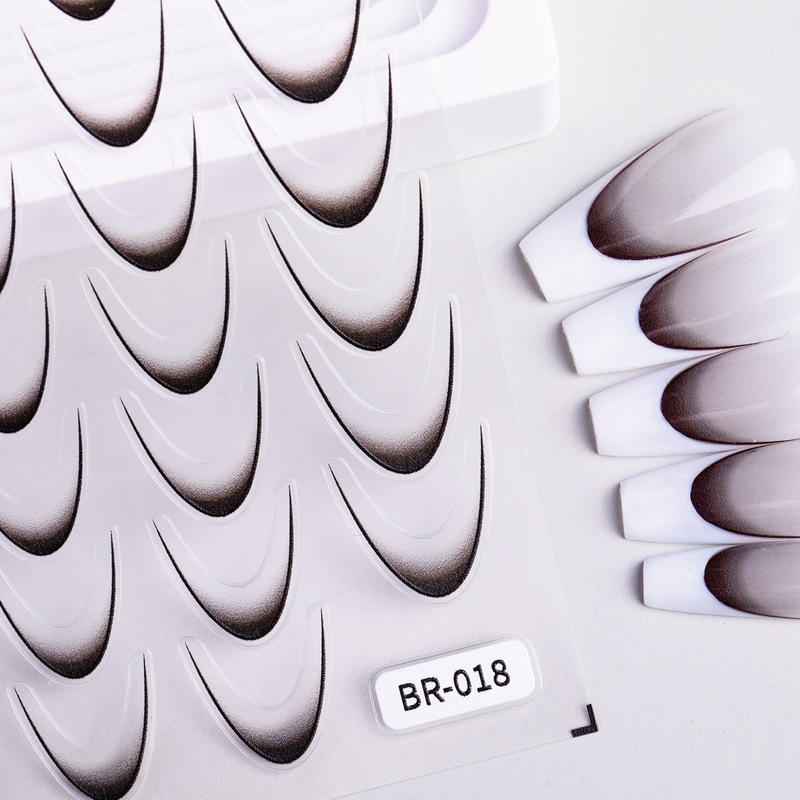 Cross-border gradient French nail art stickers color gradient simple Joker DIY French nail stickers jewelry BR