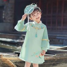 女童漢服春秋款唐裝兒童公主旗袍中國風新款改良旗袍寶寶可愛古裝