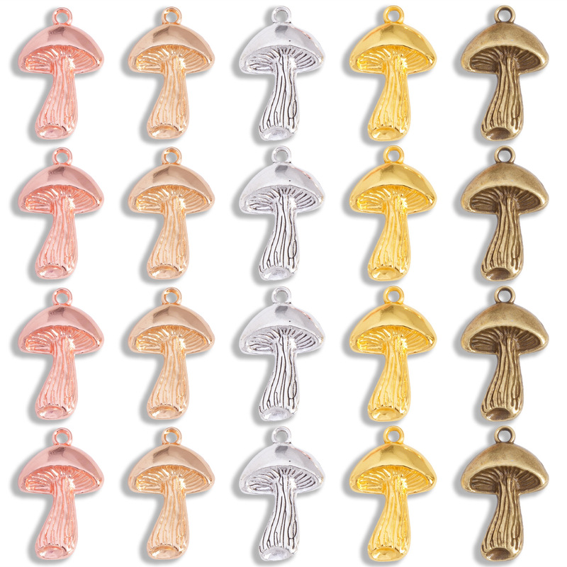 Wholesale Multi-Color Mushroom Pendant DIY Retro Alloy Jewelry Accessories Cross-Border Hot-Selling Bracelet Necklace Decorative Pendant