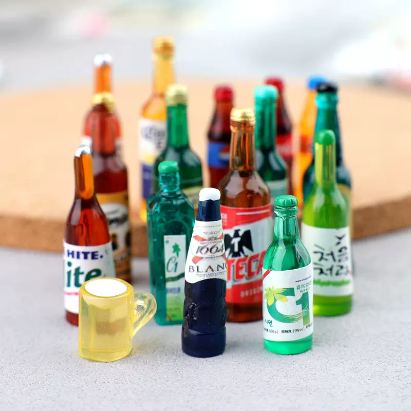 微缩小酒瓶 迷你啤酒瓶树脂配件汽车小夜灯摆件diy娃娃屋小瓶子