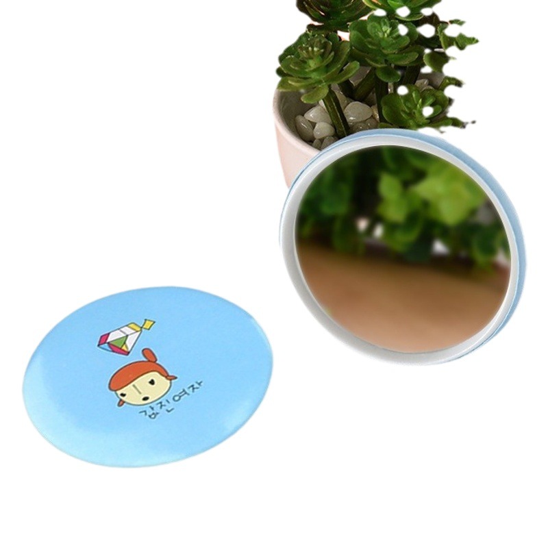 Cartoon Mini Portable Small Mirror Tinplate Small Round Mirror Round Portable Cute Makeup Mirror Hd Mirror