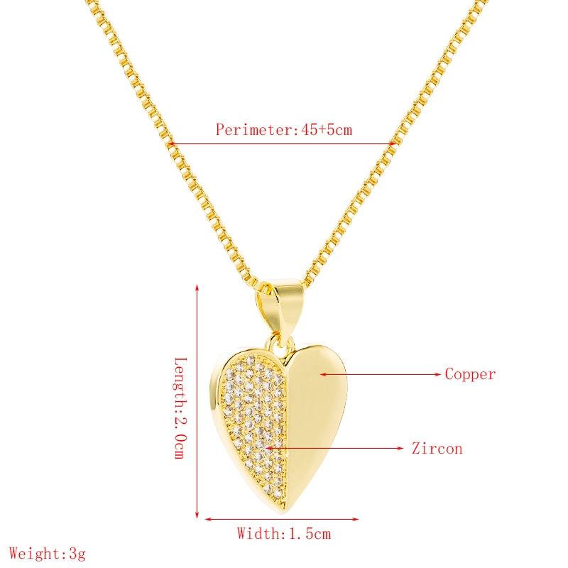 Korean geometric copper micro-inlaid half of pendant zircon necklace