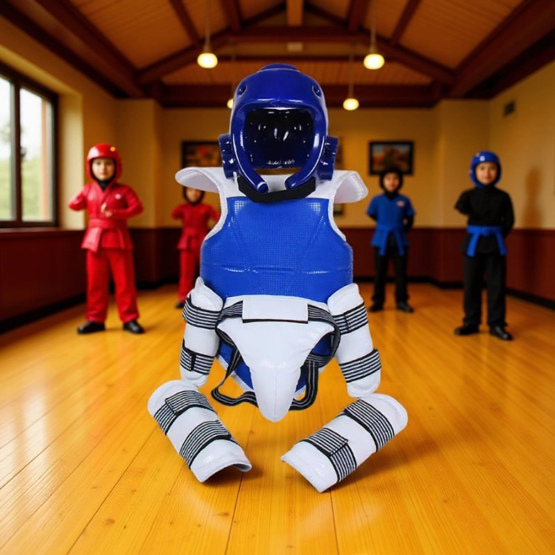 Boxing Training Fighting Sanda Protective Gear Full Set of Head Protection, Leg Protection, Chest Protection, Taekwondo Fighting Protective Gear Set Full Protective Gear