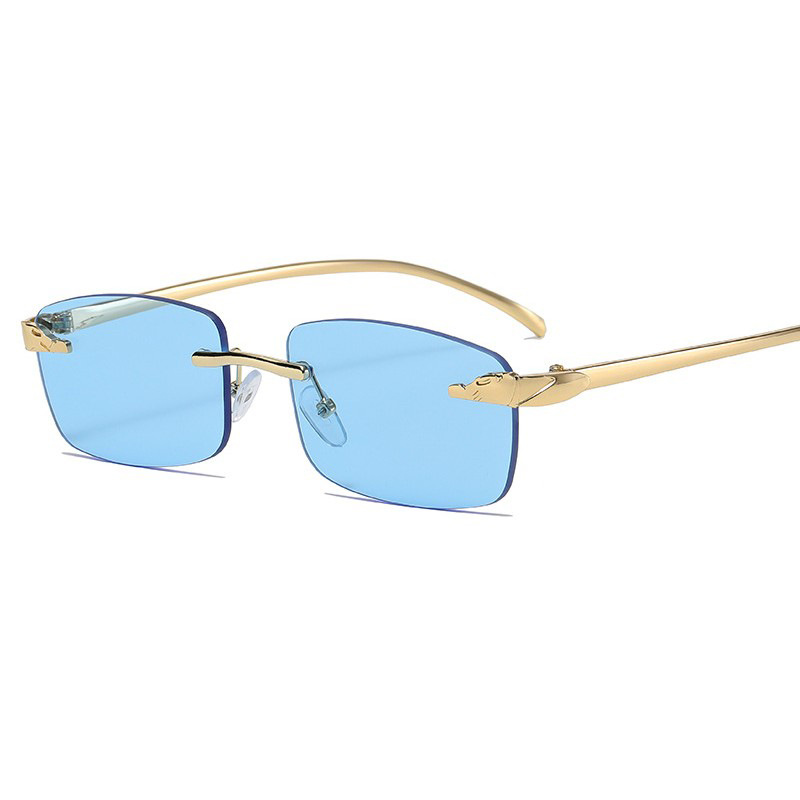 Leopard Head Frameless Sunglasses Retro Geometric Pattern Women's Outdoor Casual Unisex_voghion.com