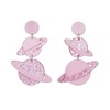 Small cartoon cute fuchsia acrylic earrings, Korean style