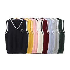 Spring and autumn school uniform vests, primary school students, kindergarten uniforms, jackets, children's knitted sweaters, vests and waistcoats for outer wear