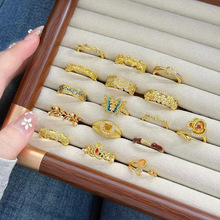 新中式高贵典雅金色中古开口戒指女小众时尚轻奢宫廷风高级感指环