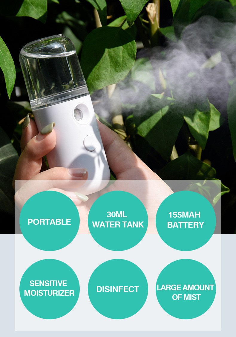 纳米喷雾补水仪便携迷你面部保湿USB充电消毒雾化加湿器跨境批发