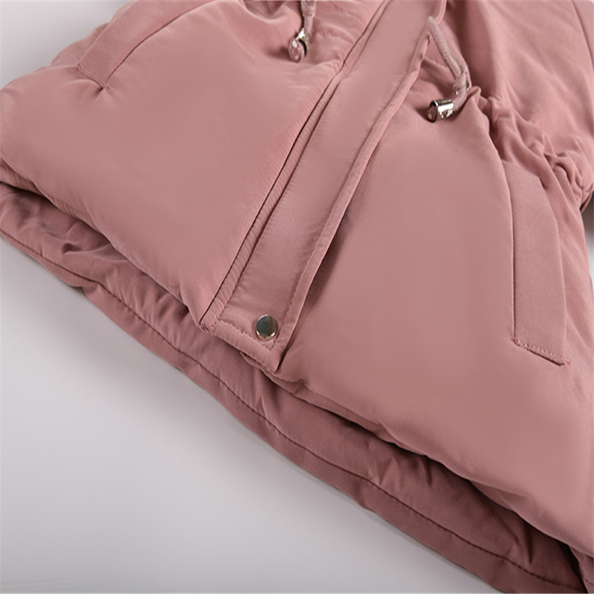 New Korean Style Girls' Mid Length Parka Coat With Drawstring Waist And Thick Cotton Coat_voghion.com