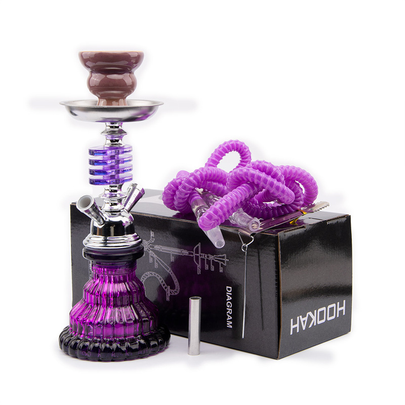 Cross-Border Hot-Selling Arabian Hookah Set Purple Four-Layer Small Single and Double Tube Acrylic Hookah Accessories Shisha