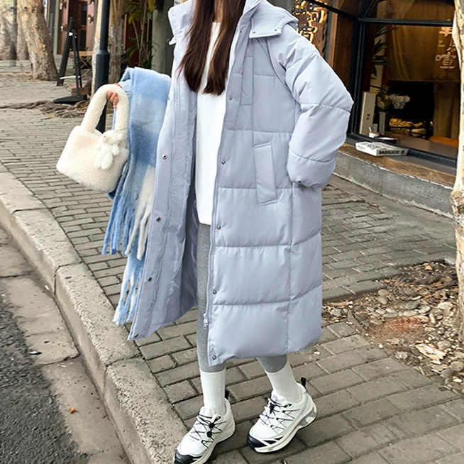Зимний длинный пуховик с капюшоном, mid-length, оверсайз, повышенная толщина, корейский стиль