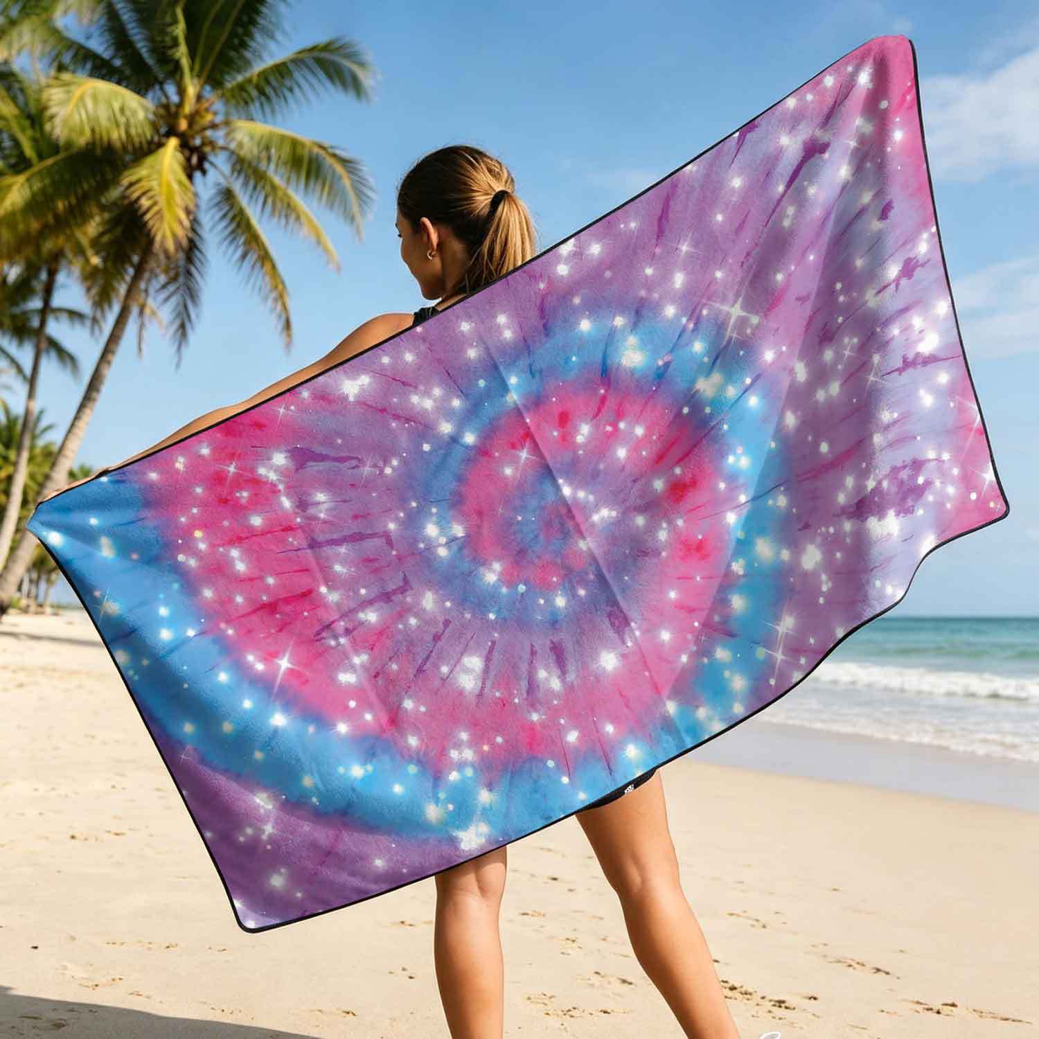 Printed bath towel and car seat cover 2-in-1, ultra-fine fiber outdoor beach and car dual-use universal seat cushion