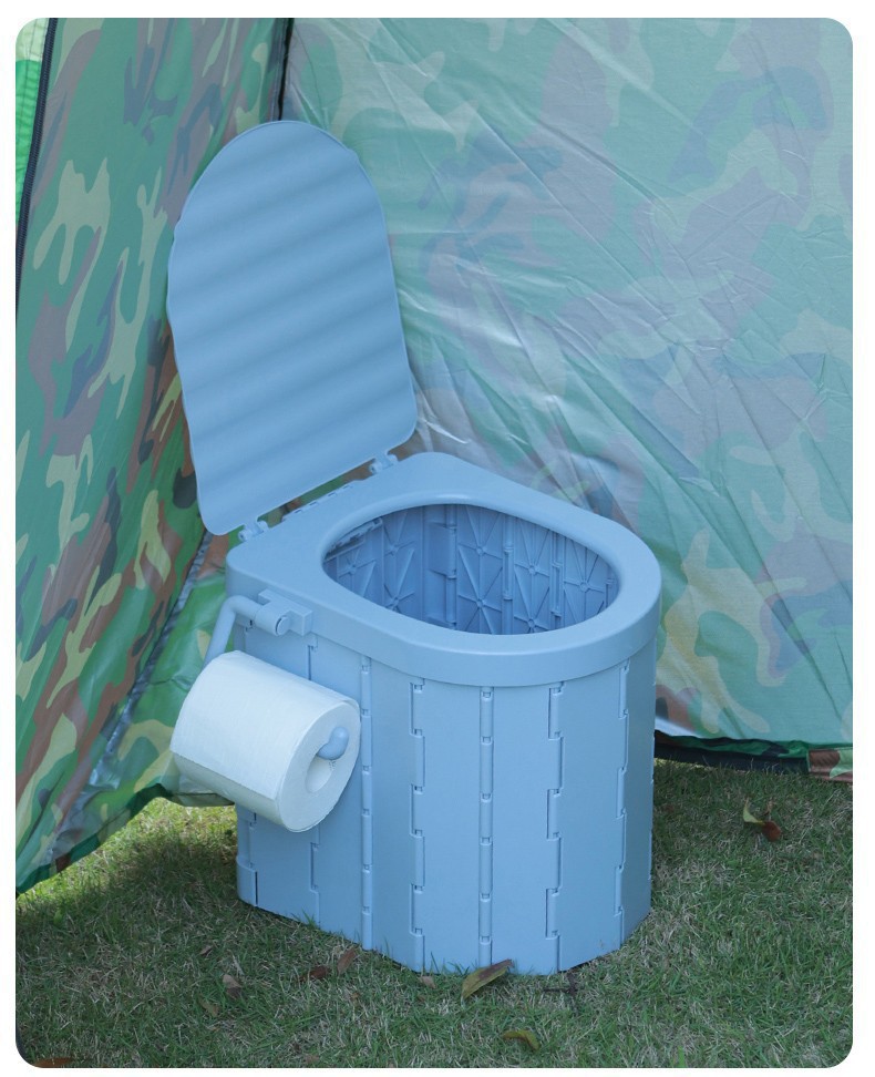 Outdoor Portable Toilet, Mobile Car-Mounted Commode, Suitable for Camping, Long-Distance Travel, Highway Driving, Emergency Use, Foldable Large Size