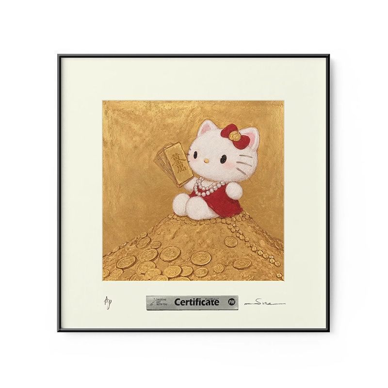 《有钱画.金kitty猫》凯蒂猫Kitty现代简约客厅卧室入户装饰墙画|undefined
