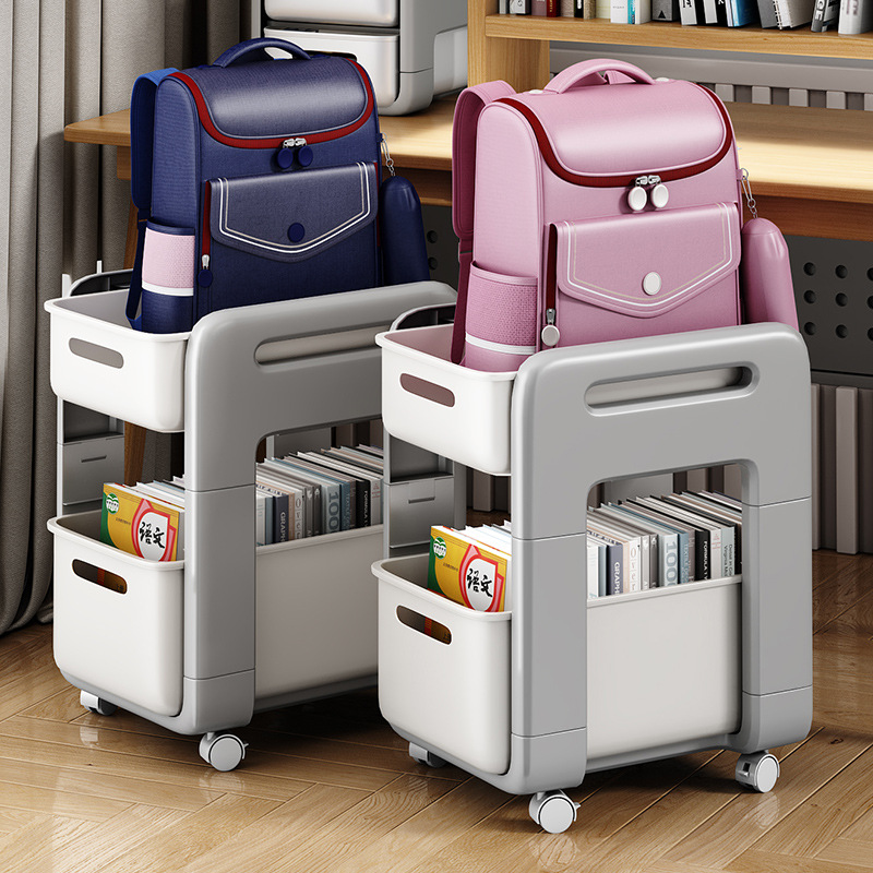 School Bag Storage Rack, Removable Trolley, Home Desk Book Storage Rack, School Bag Artifact, Under-Desk Pulley Cabinet