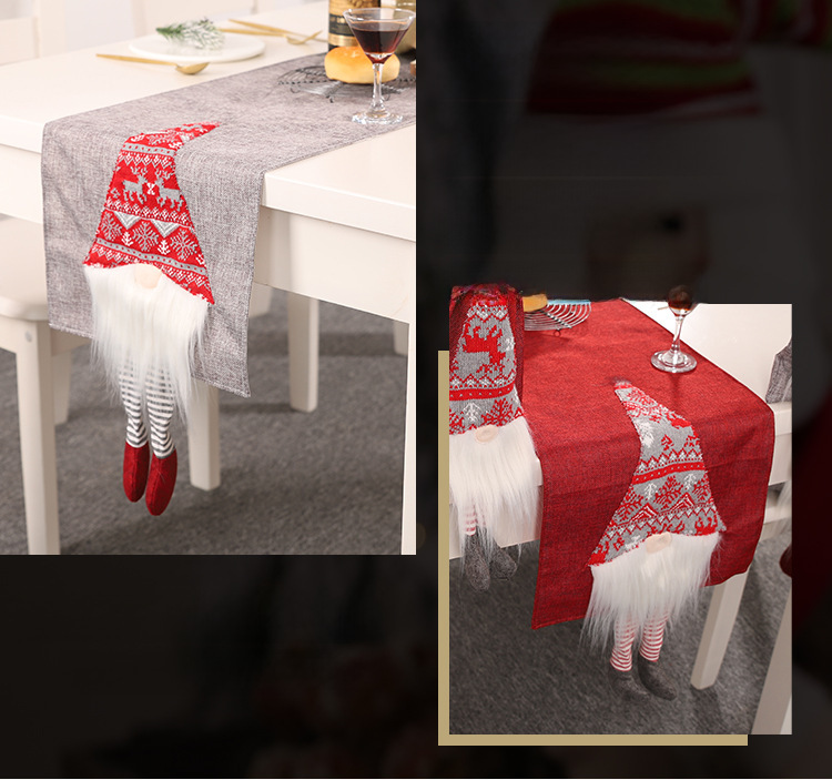 Haube uusi joulukoristeita Rudolph-pöytäjuoksija luova kolmiulotteinen vanhusten ruokapöydän koristelu pöytäliina_voghion.com