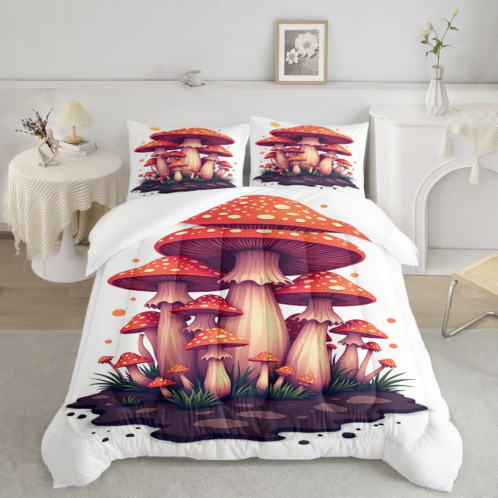 TEMU / JIT nuevo producto fantasía hongos 3D impresión digital 180gms edredón ropa de cama conjunto de fábrica suministro directo