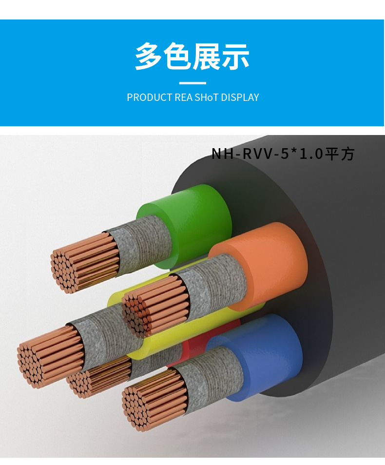 来图定制rvv电缆线国标批发rvv护套线耐火跨境rvv电源线两芯3*2.5详情6