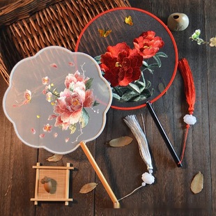 Double-Sided Embroidered Round Fan, Ancient Style Round Fan, Embroidered Round Fan, Special Suzhou Embroidered Round Fan for Hanfu, Versatile Dance Fan, Factory Wholesale