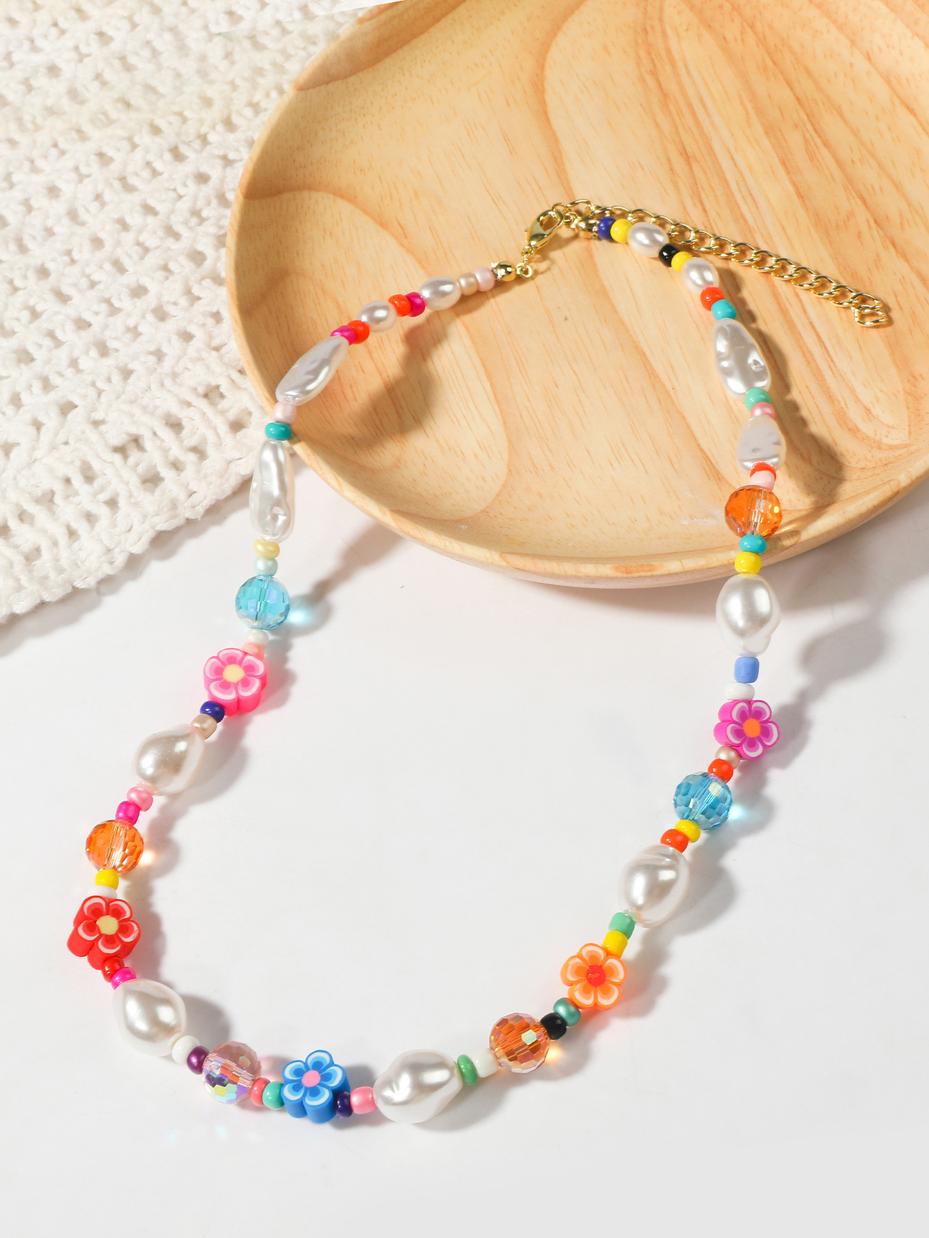 Pearl And Mixed Bead Necklace For Women Niche Coral Design_voghion.com