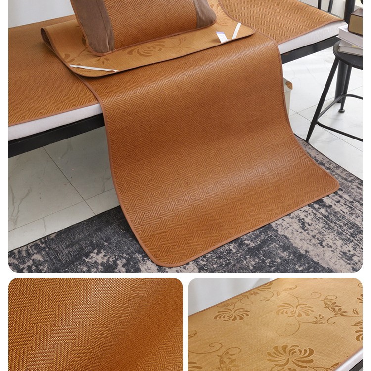 Asiento de verano, estera de ratán de doble cara, estera de seda de hielo para el hogar, estera de paja de ratán pura, plegable 0,9 m, dormitorio de estudiantes, estera individual