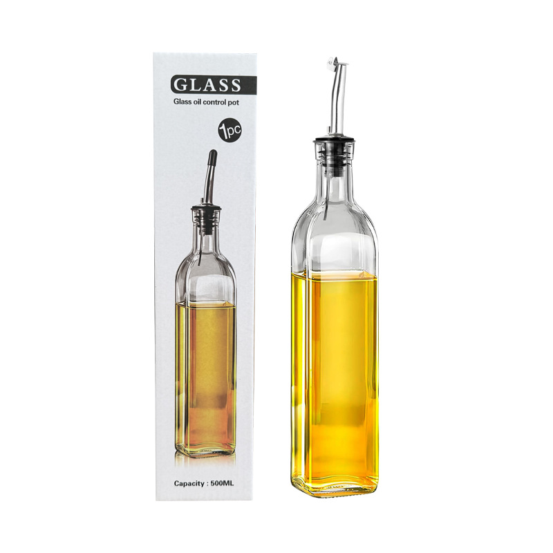 Botella de aceite de vidrio Amazon 500ml dispensador de olla de aceite de oliva verde oscuro