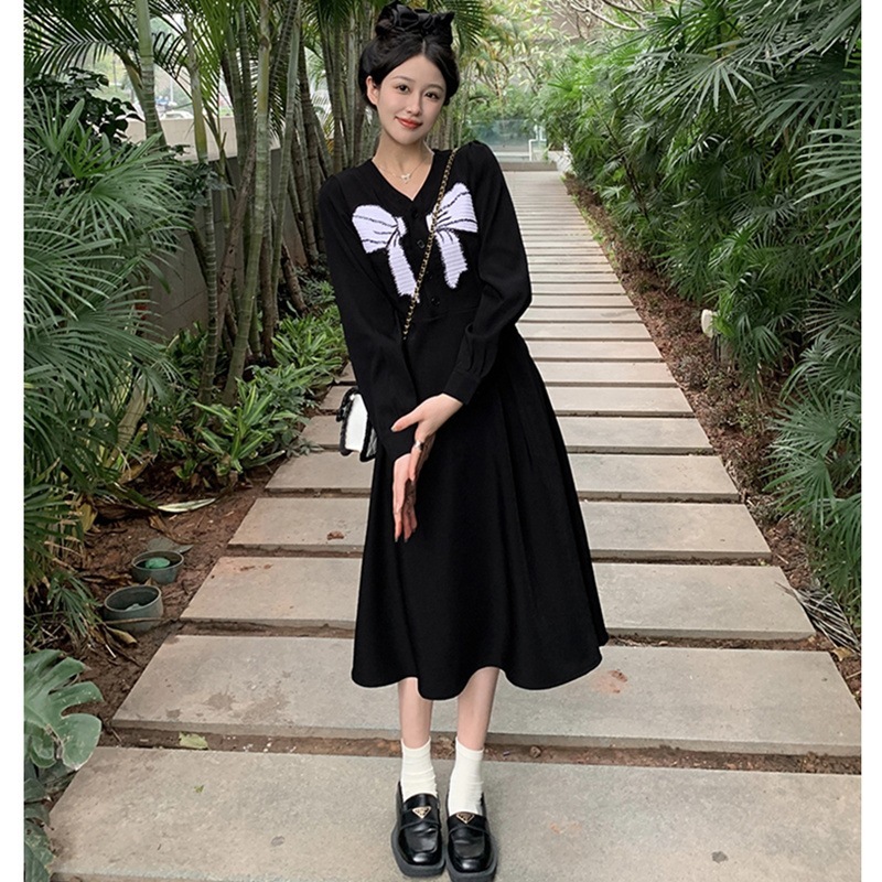 法式赫本风闺蜜西装连衣裙女2025早秋新款大码胖妹妹显瘦小黑裙子|undefined