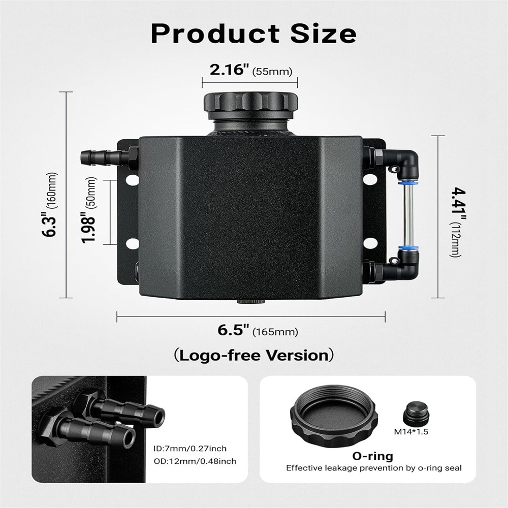 Ebay Amazon Hot Selling Car Modification Accessories Square Type Breathable Oil Pot Modification 1L 2L Fuel Tank Universal Car
