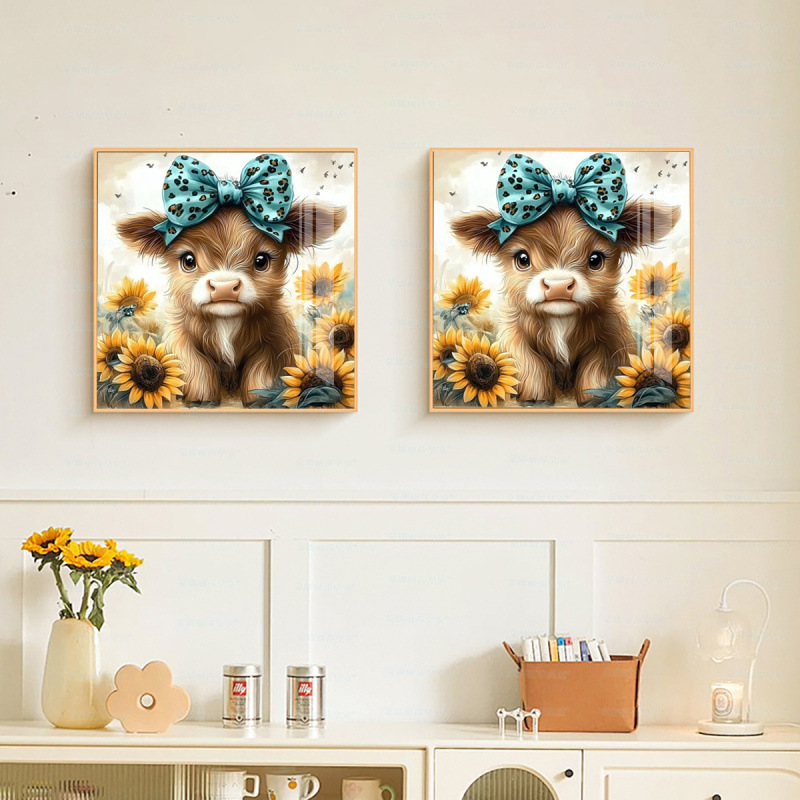 Mona Lisa real bordado cruzado ganado de tierras altas nuevo manso lindo animal simple sala de estar estudio bordado a mano image 4