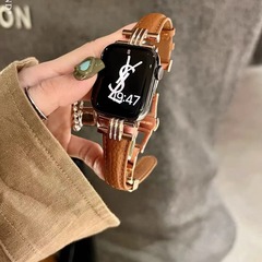 三槓荔枝紋蘋果手錶帶適用applewatchs9新款iwatch678se智能通用