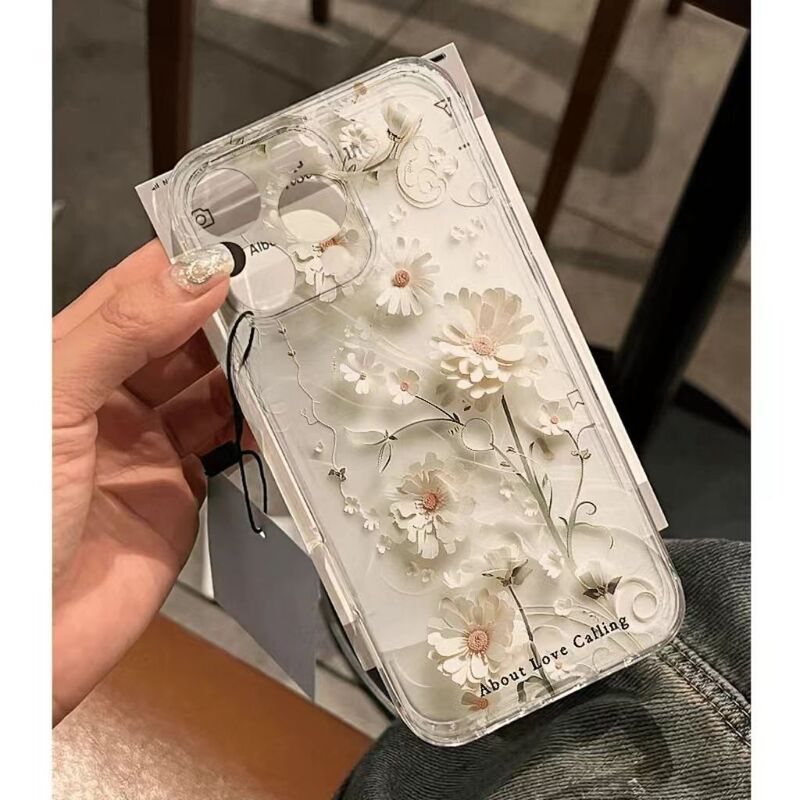White Daisy Suitable for Apple 17 Mobile Phone Case Iphone16 Small Fresh 15 Promax Beautiful 14 Flowers 13 Soft