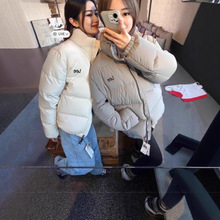 现货韩国lee小标羽绒服女士白鸭绒撞色立领休闲轻盈保暖情侣外套