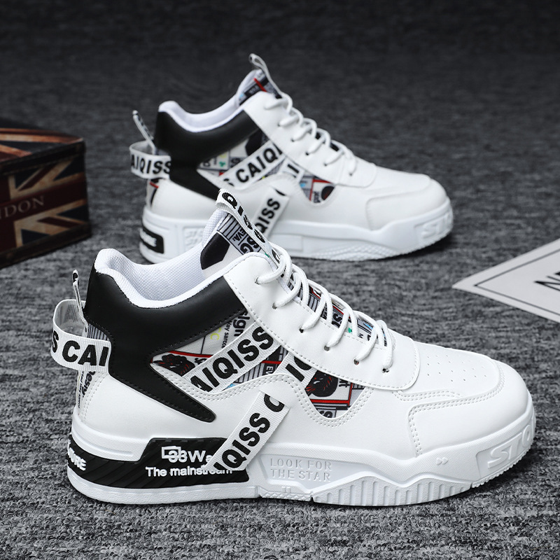 Zapatos de hombre 2024 nuevos zapatos blancos de otoño de moda coreana zapatos de skate de alta altura juveniles zapatos deportivos casuales para hombres