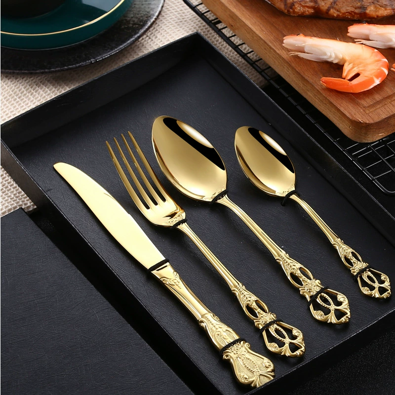 Creative retro tableware stainless steel, set, box, 4 piece set, Birthday gift