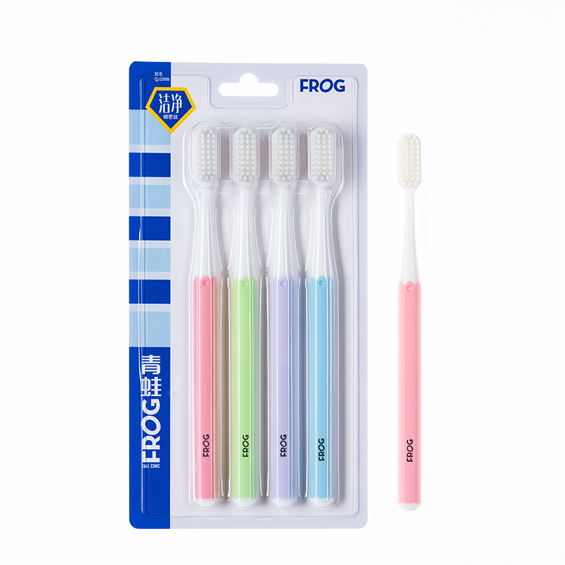 Cepillo de dientes Frog gama completa al por mayor cerdas suaves de cerdas medianas para eliminar el mal aliento, manchas de dientes, protección dental, encías amarillas, limpieza, blanqueamiento, limpieza profunda