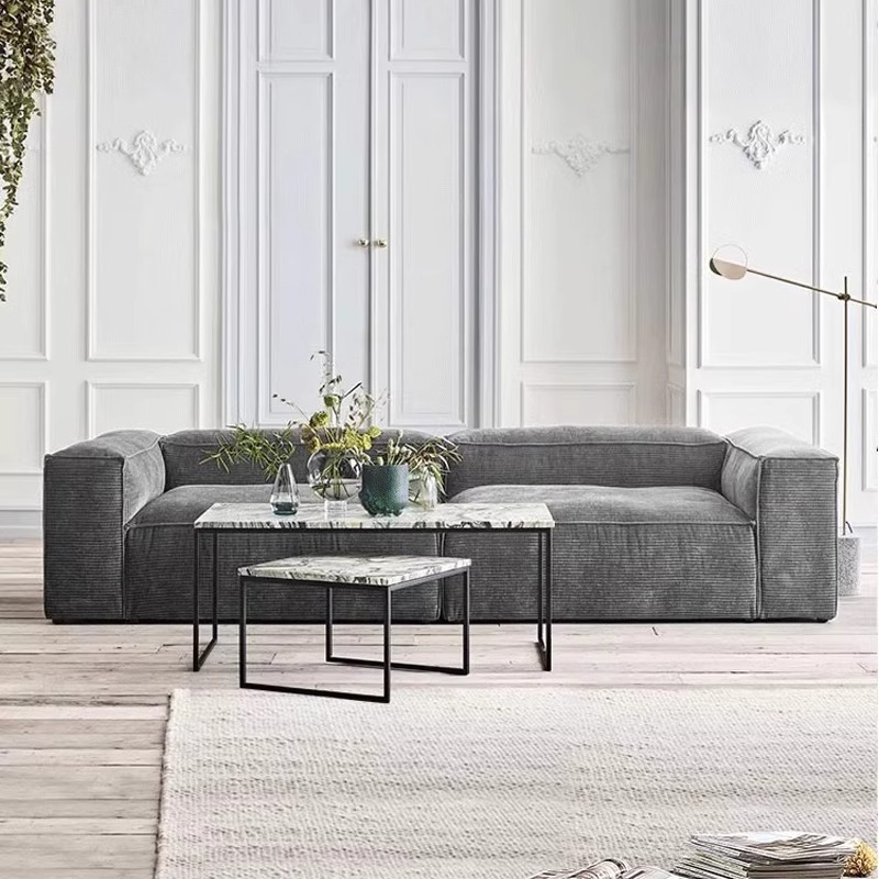Sofá de bloque de tofu comprimido al vacío, sofá de arte, sala de estar, sofá de compresión de desmontaje y lavado minimalista italiano, muebles Foshan