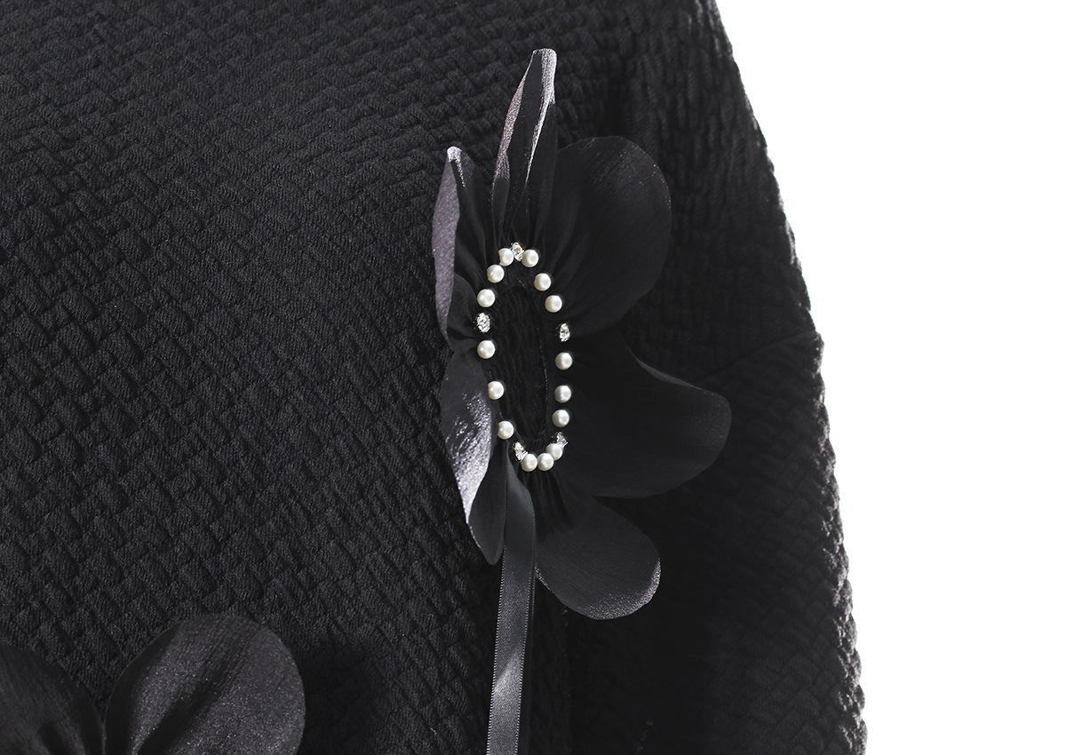 Mid Length Autumn Winter Solid Color Three Dimensional Floral Beaded Loose Outer Wear Sweatshirt