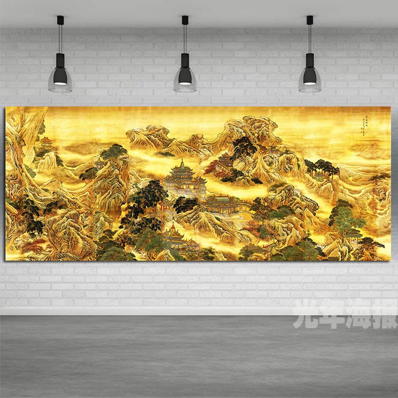 Wall Painting for Attracting Wealth and Protecting the Home, Featuring Buddhist and Taoist Deities, Suitable for Temple Halls and Altars, Self-Adhesive, Purely Hand-Painted