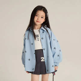 女童衬衫春秋款2025新款洋气童装小女孩春季休闲衬衣儿童春装外套
